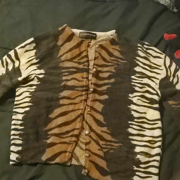 Animal print cardigan, 100% Lambswool - Picture 1 of 5